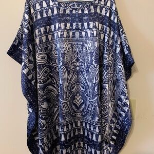 Recollections Navy and White Patterned Swim Coverup